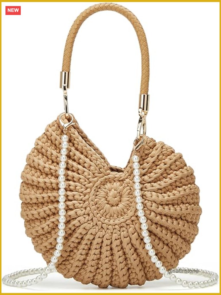 Handmade Crochet Shell Tote Bag Boho Crossbody Shoulder Purse Beach Clutch